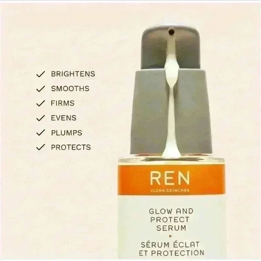 NWT Ren Clean Skincare Glow and Protect Serum Full Size 1.02 oz New in Box